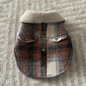 Plaid Dog Jacket with Sherpa Collar Sz Small